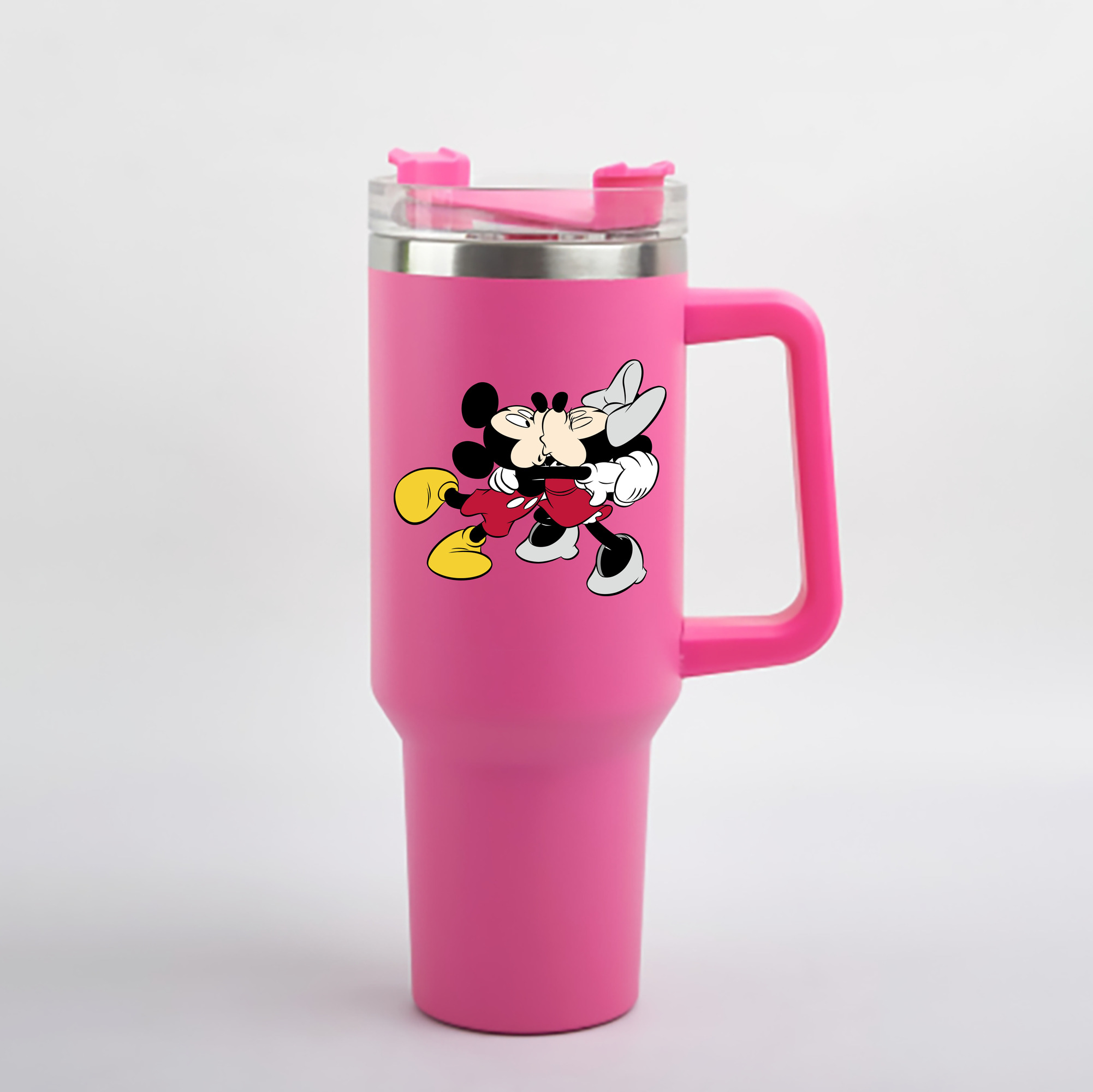 （画像用） ミッキーマウス Mickey Mouse 1200mL車用タンブラー - クリスタルステッカー（プラスチックストロー付き）